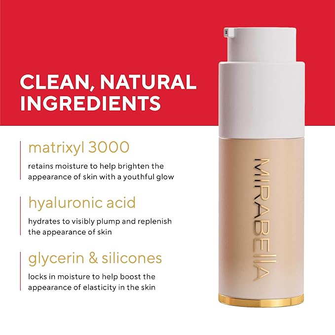 Mirabella Invincible For All HD Liquid Foundation - Anti-Aging Full Coverage Liquid Face Makeup - Moisturizing, Hydrating & Lightweight Foundation for All Skin Types (Ivory I40)