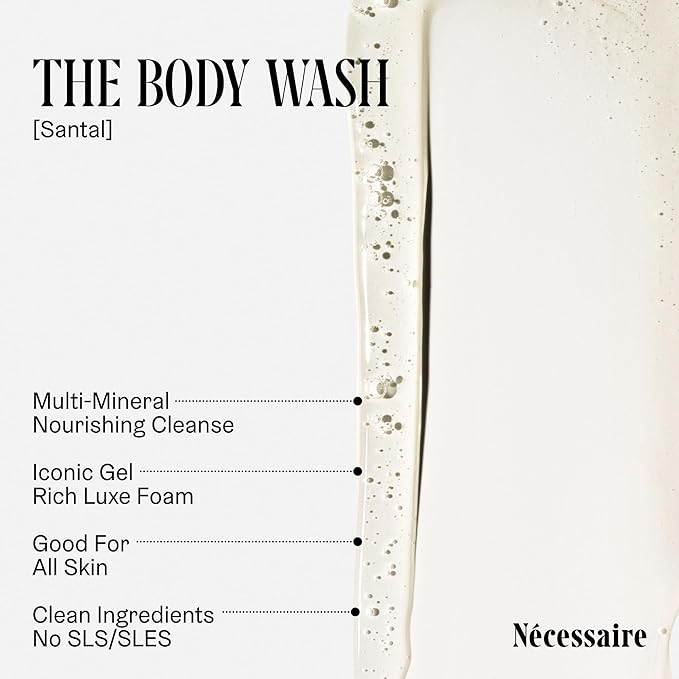 Nécessaire Body Essentials Set – Travel-Size Body Wash, Body Lotion + Deodorant | For Women + Men | Dermatologist-Tested. Hypoallergenic | Aluminum-Free Deodorant (2.5 Ounce (Pack of 1), Santal)
