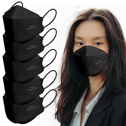 Borje KN95 Face Masks, Black Masks Disposable 100 pack, Individually Wrapped Respirator Mask Filter Efficiency 95% for Adult