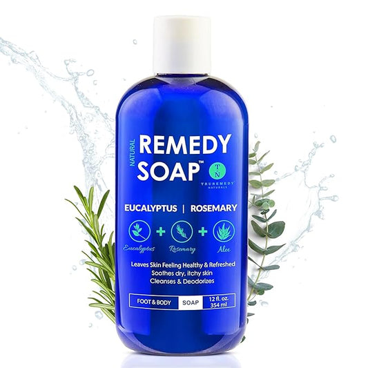 Truremedy Naturals Eucalyptus Rosemary Body Wash - Therapeutic and Relaxing Body Wash for Men and Women - Hydrating and Soothing Shower Gel - Organic Eucalyptus, Rosemary, Jojoba, Aloe - 12oz