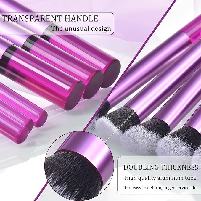 111 Makeup Brushes Set 22 Pcs Makeup Kit With Case Premium Soft Synthetic Hair Foundation Brush Concealer Brush Eyeshadow Brush Make up Brushes Set With Beauty puff (Purple, 22pcs)