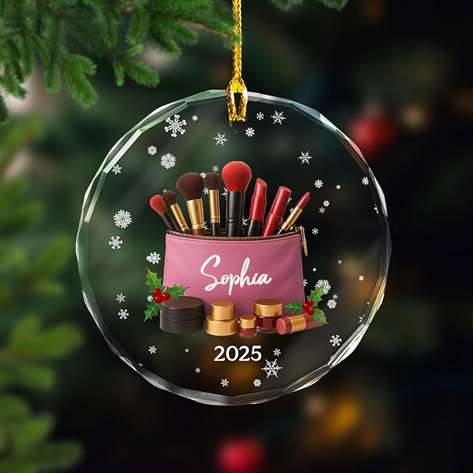 Personalized Makeup Tools Christmas Ornament 2025, Makeup Box Christmas Ornament Gift for Makeup Artist, Christmas Tree Decor for Makeup Shop, Gift for New Makeup Coworkers (Makeup 6)