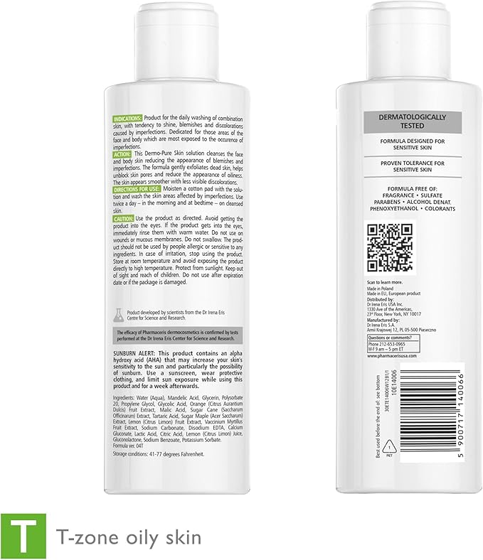 Face & Body Breakout Solution, 3% Mandelic Acid, Helps Clarify Blemish & Acne Prone Skin on Face, Back and Chest, Helps Clear Breakouts, Purifying Cleanser, SEBO-ALMOND-CLARIS, 6.42 fl oz