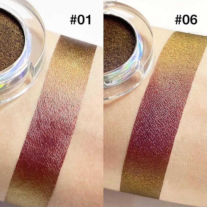 evpct 2Pcs Rose Red Gold Shimmer Glitter Sparkle Chameleon Duo Chrome Multichrome Iridescent festival Eyeshadow Palette, Loose Glitter Gothic Single Mini Eye Shadow Palette Makeup for Older Women
