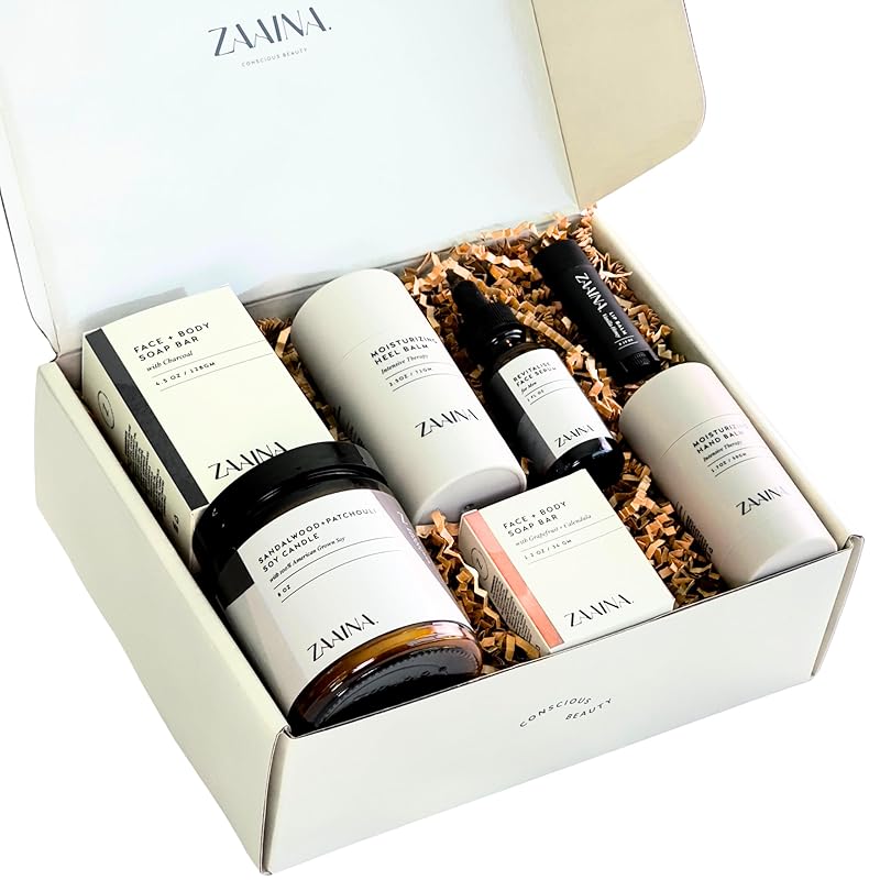 ZAAINA Men’s Self Care Kit – Luxury Spa Gift Set for Men with Face Serum, Soaps, Heel Balm & Lip Balm – Grooming Care Package for Men – Birthday & Relaxation Kit (Premium Set with Sandalwood Candle)
