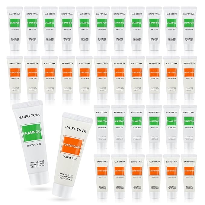 Travel Size Shampoo and Conditioner Bulk Sets Pack of 10,Individually Wrapped 30ml/1 fl oz Small Size Hotel Supplies Portable Toiletries Amenities Bulk for Guests,Travel,Homeless,Charity