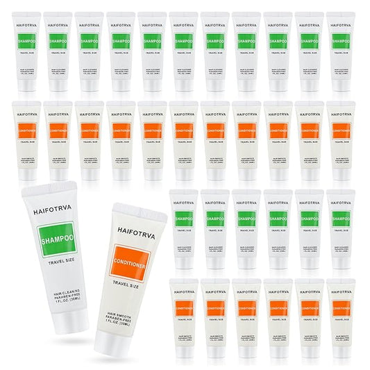 Travel Size Shampoo and Conditioner Bulk Sets Pack of 10,Individually Wrapped 30ml/1 fl oz Small Size Hotel Supplies Portable Toiletries Amenities Bulk for Guests,Travel,Homeless,Charity
