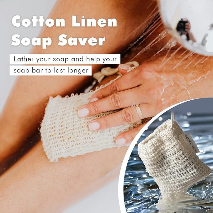 Natural Amor Handmade Soap Bar Gift Set 2pk with Soap Dish and Soap Saver, Scented with Essential Oils, Made with Natural Ingredients for All Skin Types