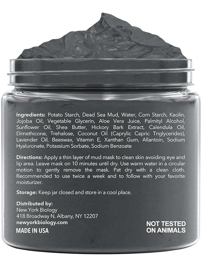 New York Biology Dead Sea Mud Mask for Face and Body | with Lavender | Spa Quality Pore Refiner for Oily Skin | Natural Skincare for Women & Men | Tighten Skin for A Healthier Complexion | 8.8 oz