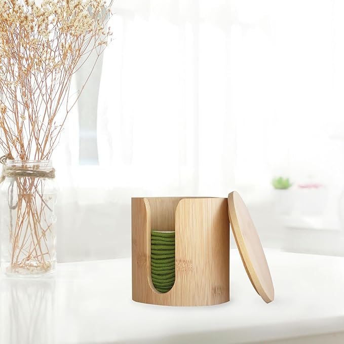 Reusable Cotton Rounds 20Pcs - 100% Natural Bamboo Cotton Pads for Face, Makeup Remover with Laundry Bag and Bamboo Holder (Green)