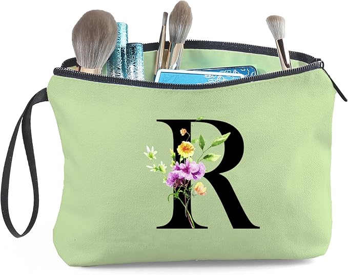 Women Birthday Maid of Honor Monogrammed Gifts for Bride Bridesmaid Sister Friend Her Teacher Makeup Cosmetic Bag with Mirror Mothers Day Christmas Graduation R