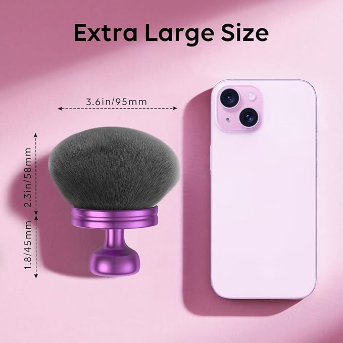 3.6 Inch Extra Large Kabuki Brush, Big Body Makeup Brush, Tanning Brush for Streak, Free Application, Dry & Wet Use, Durable Design - Perfect for Sunless Tanning, Body Lotion, Moisturizer