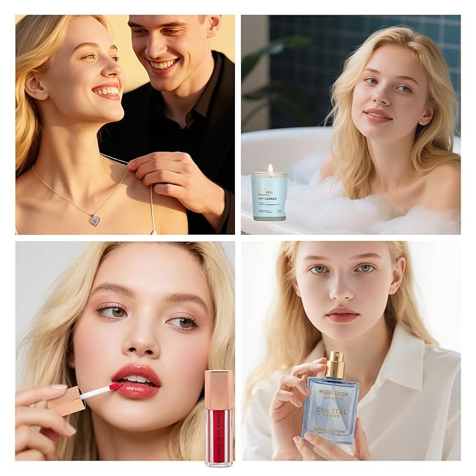 33 Pcs Bath & Body Spa Gift Set for Women, Face Sheet Mask Skin Care Kit, Essential Oil Collagen Mask, Travel Leather Bag, Lip Gloss, Perfume, Face Serum, Christmas, Mother Day, Valentine's, Birthday