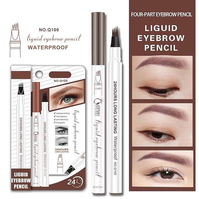 4D Silk Fiber Mascara set, 2 in 1 For VIBELY Mascara & Eyeliner & Eyebrow Pencil (Brown) set, No Clumping, Long-lasting, Creates Natural-Looking Brows and Stays on All Day (3 PCS)