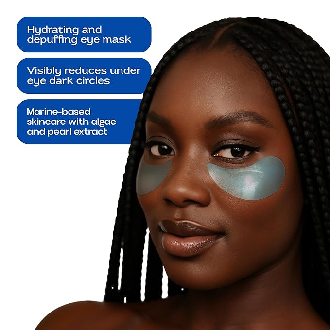 Under Eye Patches with Collagen, Caffeine & Hyaluronic Acid - Blue Eye Masks Made to Depuff, Hydrate, Reduce Dark Circles & Eye Bags, Smooth Fine Lines – Premium Facial Skincare 30 Pairs