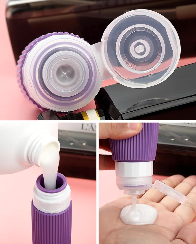 Travel Bottles for Toiletries 8 Pack, Tsa Approved Travel Size Toiletries 3 oz, Travel Containers for Toiletries, with Clear Bag, Leak Proof Silicone Squeezable Travel Essentials Creams Jars