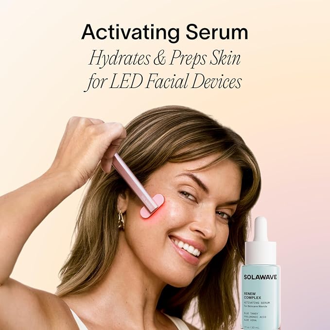 Solawave Renew Complex Serum for Face & Neck | Boost the Effects of Facial Wand | Red Light Therapy for Face & Microcurrent Facial Device for Anti-Aging & Skin Tightening