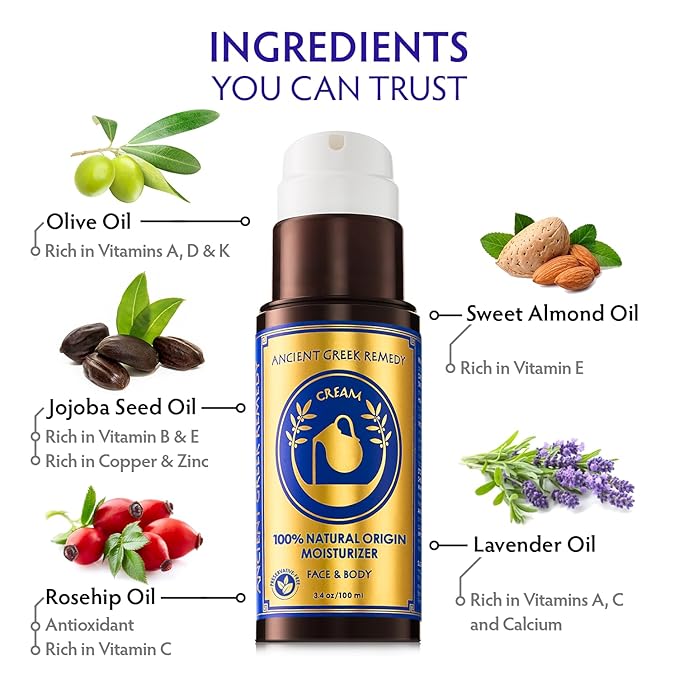 Organic Anti Aging Face and Body Butter Cream for Dry Skin, Hair, Hands, Cuticle, Nails. Made of Almond, Olive, Jojoba, Rosehip, Vitamin E, Lavender oil. Day and Night Moisturizer for Women, Men