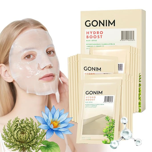 GONIM Face Mask Korean Skin Care with Hyaluronic Acid Serum, Collagen Activation, Vitamin C-Face Masks Skincare Hydration, Moisturizing Sheet Mask, Travel Essentials, Korean Face Mask 30ml x20pcs