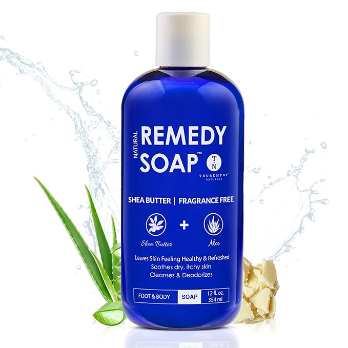 Truremedy Naturals Shea Butter - No Fragrance Body Wash for Men and Women - Hydrating and Soothing Shower Gel Rosemary, Jojoba, Aloe - 12 oz - Moisturizes