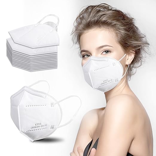 Akgk KN95 Face Mask 50 PCS, Breathable Protection 5-Ply White Masks, Cup Dust Safety