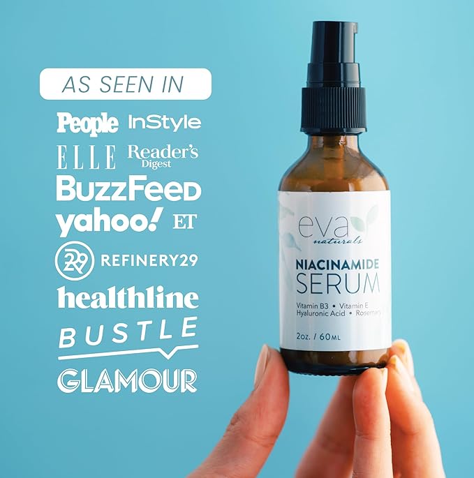 Eva Naturals Niacinamide 5% Serum for Face – B3 Pore Minimizer, Acne Treatment & Dark Spot Corrector with Hyaluronic Acid, Vitamin E, Aloe & Neem – Anti-Aging, Non-Greasy, Hydrating, 2oz