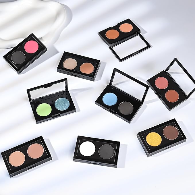 Duo Eye Shadow Powder，Gold Shimmer Brown Matte Eyeshadow Makeup Palette，Neutral Shades Eyeshadow Palette for Woman Daily Eyes Looks，Highly Pigmented，Smooth, Blendable，sombras de ojos, Cruelty-Free 08