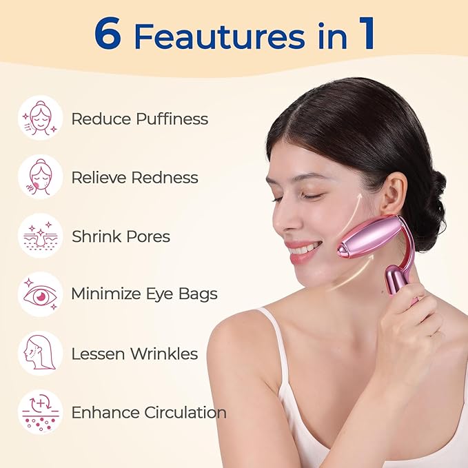 MORGLES Ice Roller for Face, Professional Face Roller Cryotherapy Tool to Reduce Puffiness, Redness & Headaches, Tighten Skin and Improve Lymphatic Drainage with Ergonomic Handle (Pink)