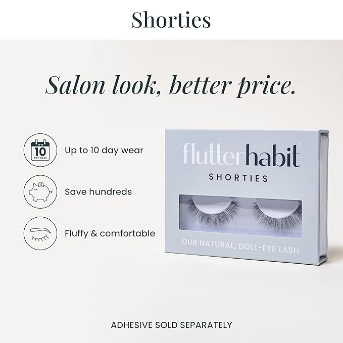 FlutterHabit The Shorties Lashes, DIY Lash Extensions [Up to 10 Day Wear], Natural & Neat Doll Eyed Cluster Lashes, Salon Quality Eyelashes Extensions, Natural Lashes, No Lash Glue Included