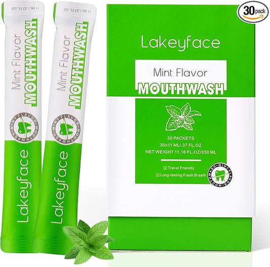 Mouthwash, 30 Packets Travel Mouth Wash for Adults, Travel Size Mouthwash Alcohol Free, Mini Mouthwash for Travel Essential, TSA Approved Mouthwash Bulk Pocket Size On The Go,Mint,11ml/0.37FL.OZ Each