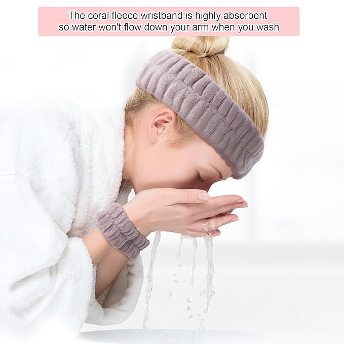 obeoby Spa Headband for Washing Face, 12 Pcs Makeup Headband and Wristband Set for Skincare Makeup Bath Stocking Stuffers for Women Girls