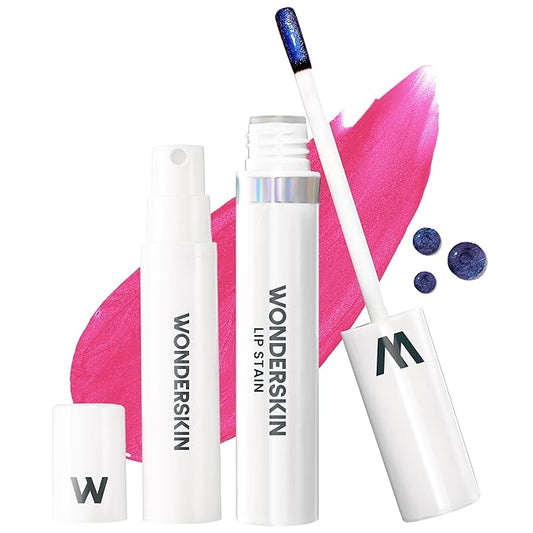 Wonderskin Wonder Blading All Day Lip Stain Peel Off Masque and Reveal Kit - Long Lasting, Waterproof Pink Lip Tint, Transfer Proof Natural Makeup Stain Kit (Neon Rose)