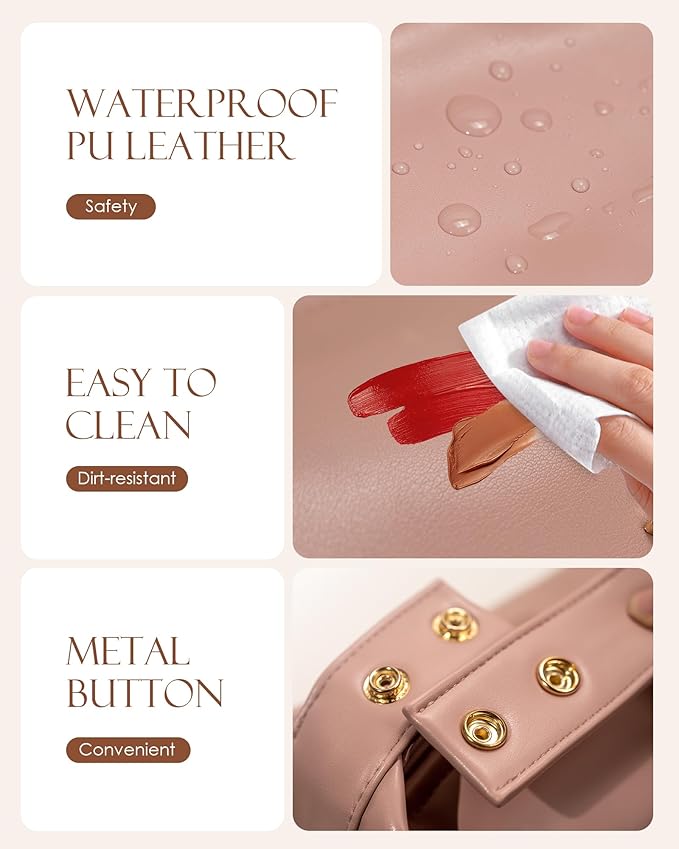 Gifts for Women 40s, Personalized Makeup Bag with Handle, Initial Double Layer Cosmetic Bag with Makeup Brush Organizer, Cute Cosmetic Pouch for Women, Gifts for Friends Female Mom