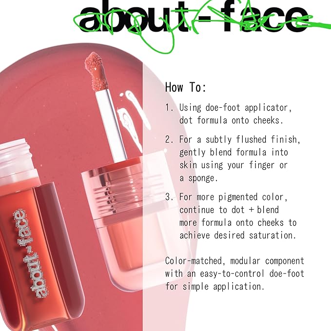 about-face Blush Rush Liquid Blush – Hydrating, Buildable Formula with Jojoba Oil, Hyaluronic Acid, and Squalane – Long-Lasting Dewy Finish – Vegan & Cruelty-Free (In the Dust – Rosy Mauve)