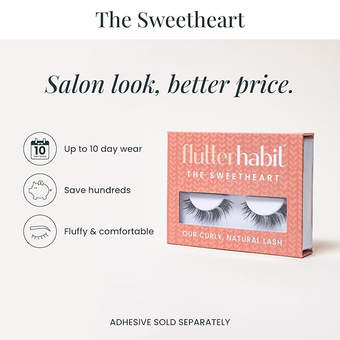 FlutterHabit The Sweetheart Lashes, DIY Lash Extensions [Up to 10 Day Wear], Natural & Curly Cluster Lashes, Salon Quality Eyelashes Extensions, Natural Lashes, No Lash Glue Included