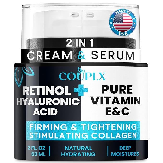 2 in 1 Retinol Moisturizer Cream, Tightening & Lifting Neck Cream, Advanced Anti-Aging Face Moisturizer, Reduces Fine Lines & Wrinkles for Neck & Face & Chest (60 ml/2 oz)