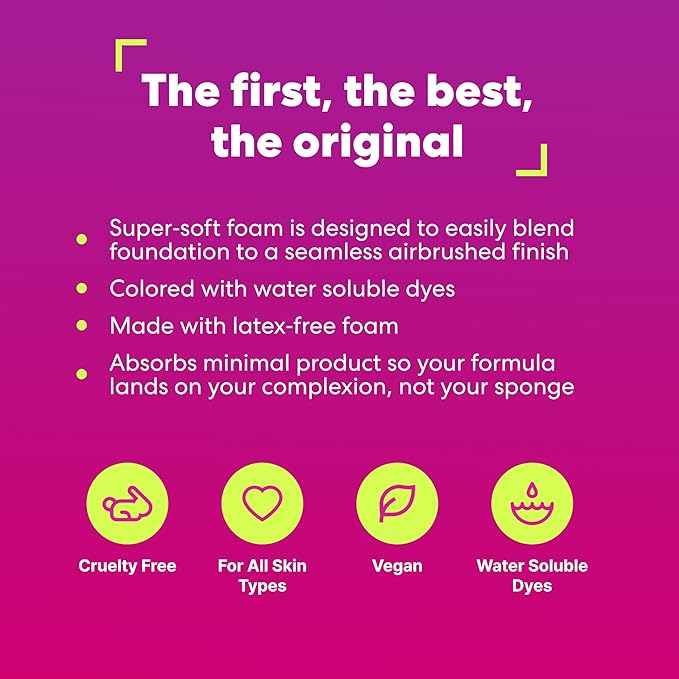 Beautyblender® | Original Pink Beauty Blender Makeup Sponge, Super-Soft Foam Easily Blends Foundations, Powders & Creams, Made in USA, Reusable, Washable, Streak Free Application, Vegan, Cruelty Free