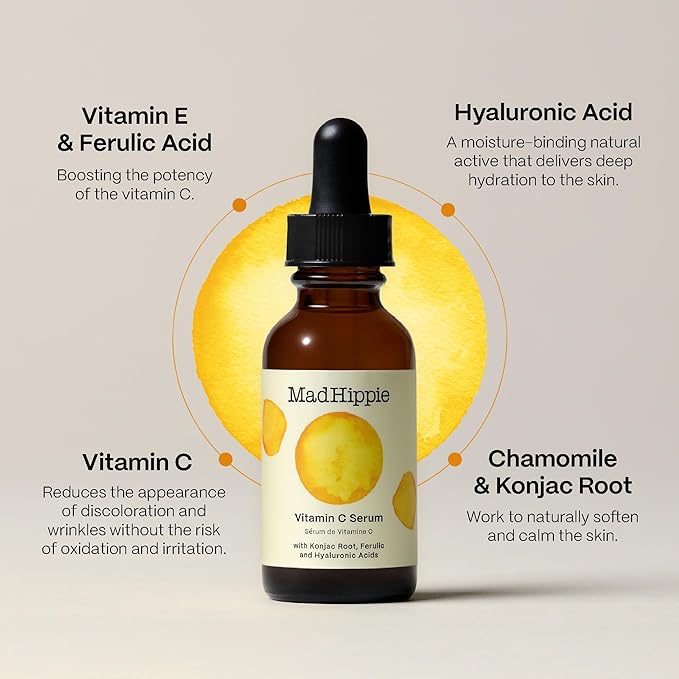 Mad Hippie Skin Brightening Kit – Vitamin C Serum, AHA Exfoliating Peel + Triple C Night Cream, Travel Essentials