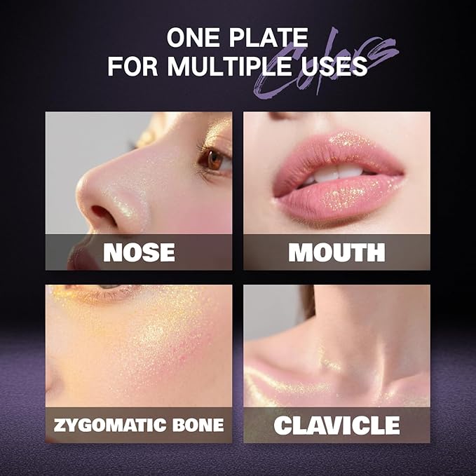 CHARMACY 4 Colors Chameleon Eyeshadow & Highlighter Palette - Shift-Infused Multichrome Pressed Pigments, Long-Lasting Velvet Finish, Vegan & Cruelty-Free Makeup Kit #03