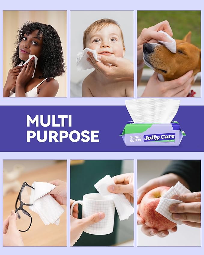 Face Towels Disposable, Face Towelette Disposable, Soft Disposable Face Towel for Makeup Remover, Thick Face Cloths for Women Cleansing, Skin Care, 7.8"×7.8", 80 Count (4 Pack)