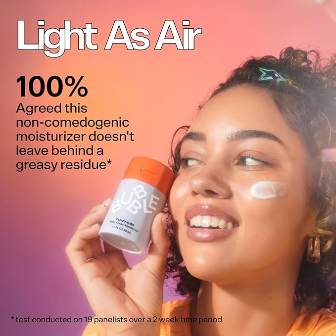 Bubble Skincare Cloud Surf Water Cream Face Moisturizer - Hydrating & Mattifying Moisturizer to Help Rebalance Oils and Minimize Pores with Celery Seed Extract - Suitable for Sensitive Skin (50ml)