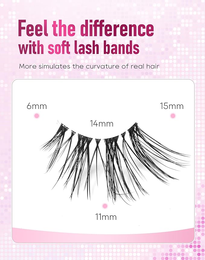 Half Lashes Natural Half Eyelashes Clear Band Wispy Corner Lashes 7 Pairs HF2