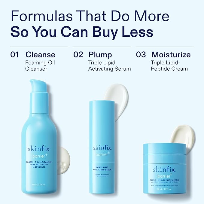 Skinfix Triple Lipid-Peptide Cream - 1.7 oz - Rich Face Moisturizer to Instantly Hydrate & Restore Dry, Sensitive Skin - Non-Comedogenic, Fragrance Free, Vegan, Cruelty Free