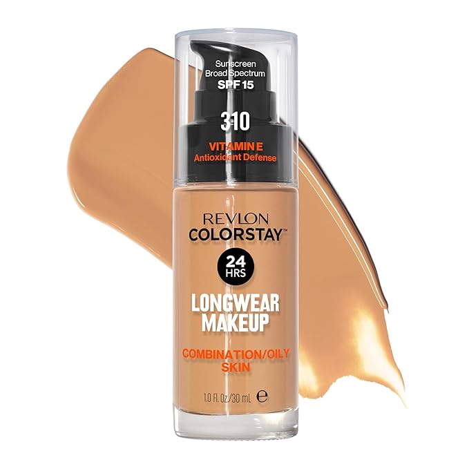 Revlon Liquid Foundation, ColorStay Face Makeup for Combination & Oily Skin, SPF 15, Medium-Full Coverage with Matte Finish, 310 Warm Golden, 1 Fl Oz