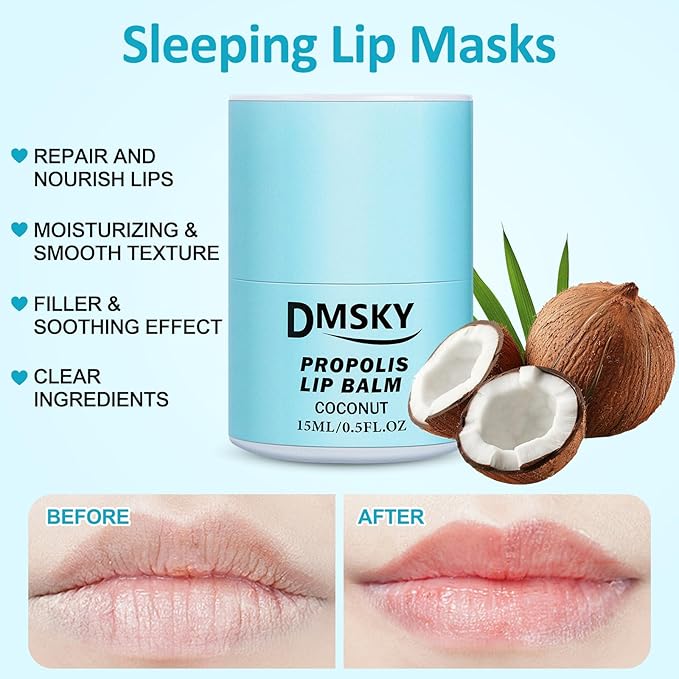 DMSKY Lip Sleeping Mask Set 8 Pack, Nourish and Hydrate Lip Butter with Shea Butter & Vitamin E, Lip Balm for Dry Lips, Gifts for Women