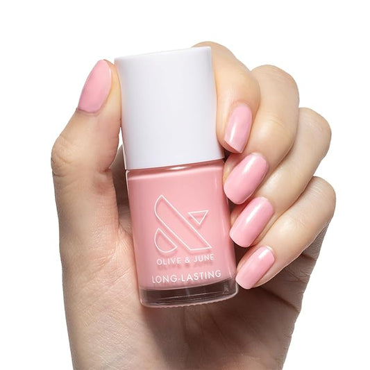 Olive & June Long Lasting Nail Polish | Plump, Gel-Like Finish | No Lamp Needed | Lasts up to 10 days | Salon-Quality at Home | Vegan & Cruelty-Free | Chip-Resistant | Saltwater Taffy | Sheer Pink