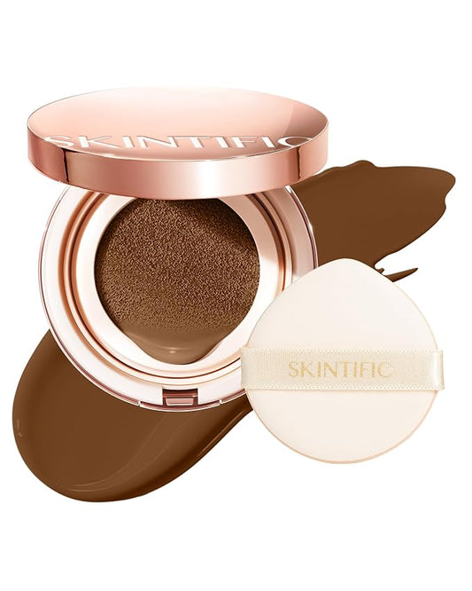 Full Coverage Cushion Foundation, Weightless, Skin Fit, Satin Glow Finish, Oil-Control Waterproof Foundation, Sweatproof Flawless BB Cream CC Korean Makeup