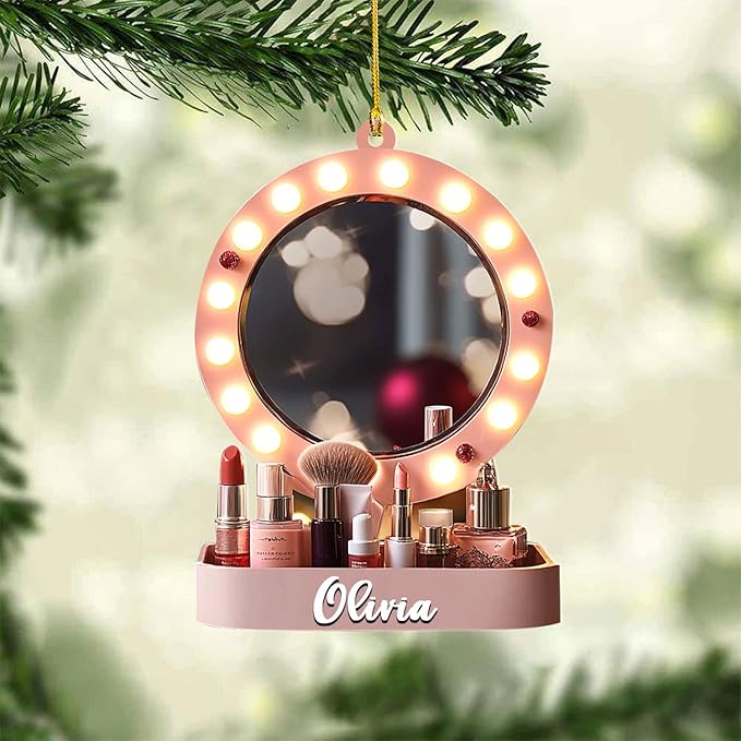 Personalized Makeup Tools Christmas Ornament 2024, Makeup Box Christmas Ornament Gift for Makeup Artist, Christmas Tree Decor for Makeup Shop, Gift for New Makeup Coworkers (MKH13)