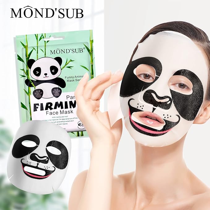 Animal Spa Beauty Mask, Character Masks Sheet-(Pack of 5) Panda Firming Nourishing Moisturizing Effects For All Skin Types- Birthday Party Gift for her, Girls Night, Spa Night, Beauty Gift