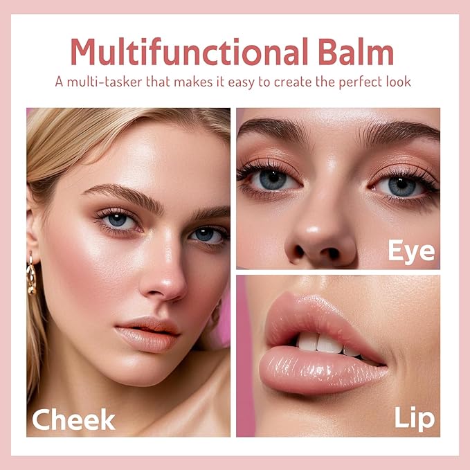 bayfree Multi Cream Blush & Blush Brush Set, Korean Makeup Blush for Cheeks, Multi-Use Face Balm, Lightweight & Hydrating, Blendable Color, Non-Greasy, Soft Bristles for Radiant Finish (Dewy)